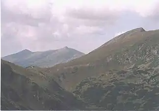 Dereše (links), Chopok (in der Mitte) und Ďumbier (rechts)