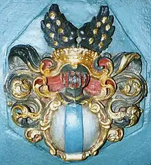 Wappen derer von Lüchau am Taufbecken der Eckersdorfer Kirche