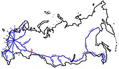 Die A310 im Fernstraßennetz der Russischen Föderation(früherer Verlauf ab Jekaterinburg)