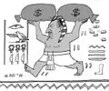 "Flucht aus Ägypten", Zeitungs-Cartoon vom Februar 2011;