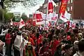 Mitglieder verschiedener Gewerkschaftsjugenden der DGBjugend bei der Anti-NPD Demo am 1. Mai 2007 in Hamburg-Barmbek