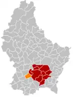 Lage von Bartringen im Großherzogtum Luxemburg