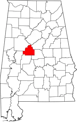 Karte von Bibb County innerhalb von Alabama