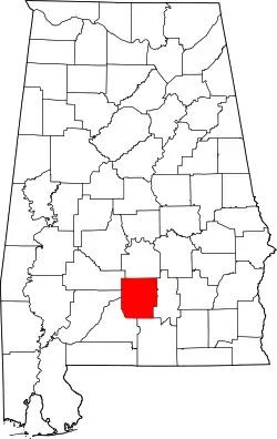 Karte von Butler County innerhalb von Alabama