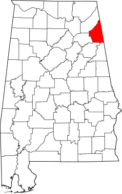 Karte von Cherokee County innerhalb von Alabama