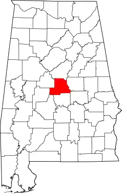 Karte von Chilton County innerhalb von Alabama