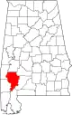 Karte von Clarke County innerhalb von Alabama