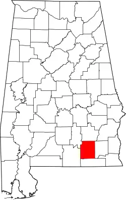 Karte von Coffee County innerhalb von Alabama