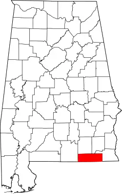 Karte von Geneva County innerhalb von Alabama
