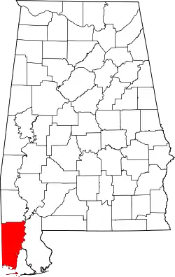 Karte von Mobile County innerhalb von Alabama