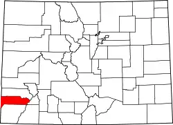 Karte von Dolores County innerhalb von Colorado