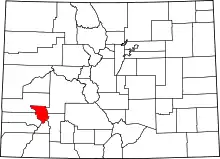 Karte von Ouray County innerhalb von Colorado