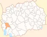 Karte von Nordmazedonien, Position von Opština Debarca hervorgehoben