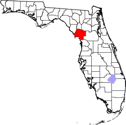 Karte von Levy County innerhalb von Florida