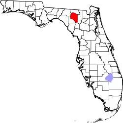 Karte von Suwannee County innerhalb von Florida
