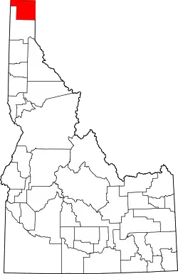 Karte von Boundary County innerhalb von Idaho