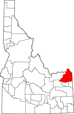 Karte von Fremont County innerhalb von Idaho