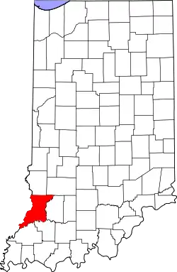 Karte von Knox County innerhalb von Indiana