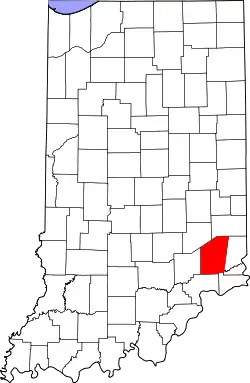 Karte von Ripley County innerhalb von Indiana