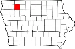 Karte von Clay County innerhalb von Iowa