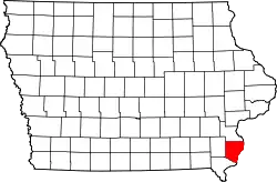 Karte von Des Moines County innerhalb von Iowa