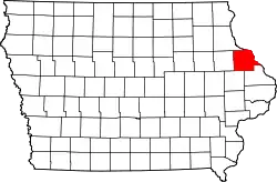 Karte von Dubuque County innerhalb von Iowa