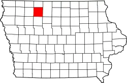 Karte von Palo Alto County innerhalb von Iowa