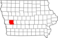 Karte von Shelby County innerhalb von Iowa