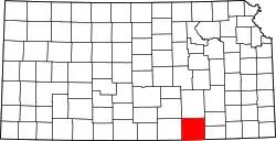 Karte von Cowley County innerhalb von Kansas