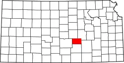 Karte von Harvey County innerhalb von Kansas