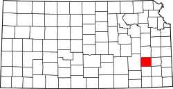 Karte von Woodson County innerhalb von Kansas