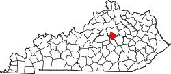 Karte von Jessamine County innerhalb von Kentucky