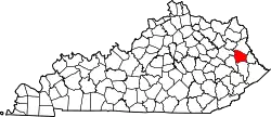 Karte von Johnson County innerhalb von Kentucky