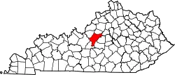 Karte von Nelson County innerhalb von Kentucky