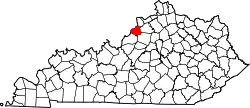 Karte von Oldham County innerhalb von Kentucky