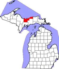 Karte von Alger County innerhalb von Michigan