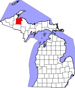 Karte von Baraga County innerhalb von Michigan