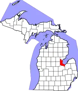 Karte von Bay County innerhalb von Michigan