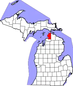 Karte von Emmet County innerhalb von Michigan