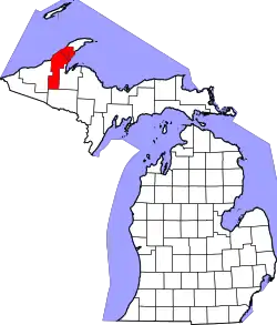 Karte von Houghton County innerhalb von Michigan