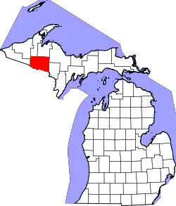 Karte von Iron County innerhalb von Michigan