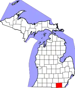 Karte von Lenawee County innerhalb von Michigan