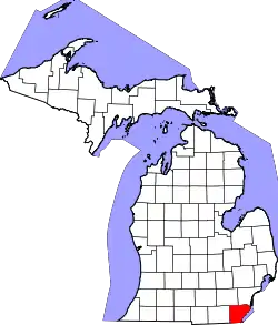 Karte von Monroe County innerhalb von Michigan