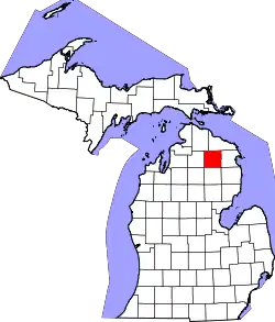 Karte von Montmorency County innerhalb von Michigan