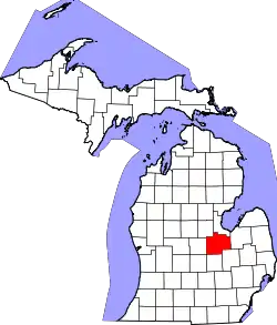 Karte von Saginaw County innerhalb von Michigan