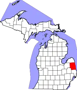 Karte von Sanilac County innerhalb von Michigan