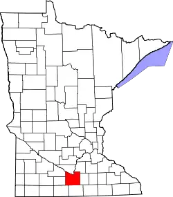 Karte von Blue Earth County innerhalb von Minnesota