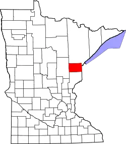 Karte von Carlton County innerhalb von Minnesota