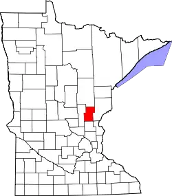 Karte von Kanabec County innerhalb von Minnesota