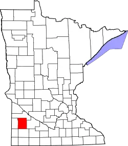 Karte von Lyon County innerhalb von Minnesota